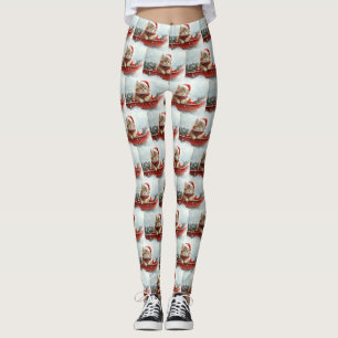 Persian Cat in Sledge Let it Snow Christmas Leggings