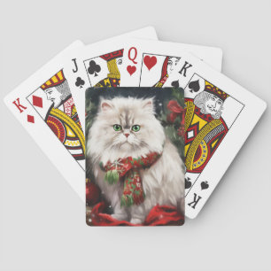 Persian Cat in Snow Christmas Playing Cards