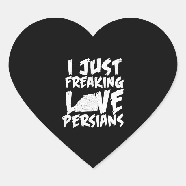 Persian Cat Love Heart Sticker (Front)