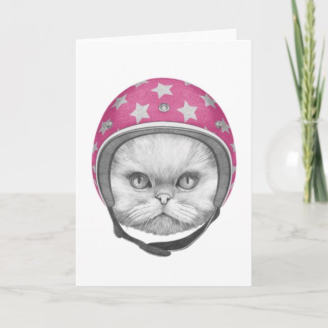 Persian Cat Motorcycle Rider Card (Front)