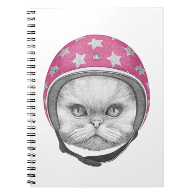 Persian Cat Motorcycle Rider Notebook (Front)