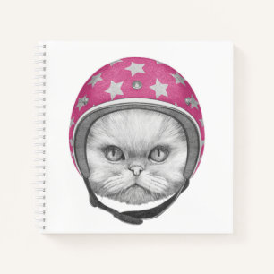 Persian Cat Motorcycle Rider Notebook