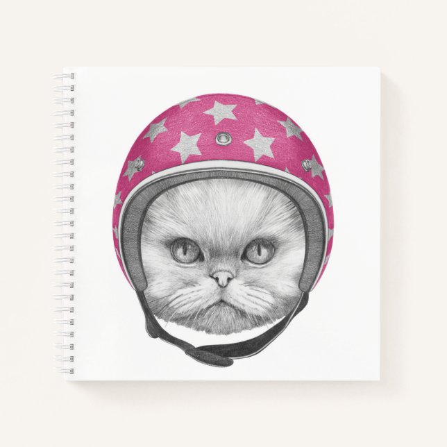 Persian Cat Motorcycle Rider Notebook (Front)