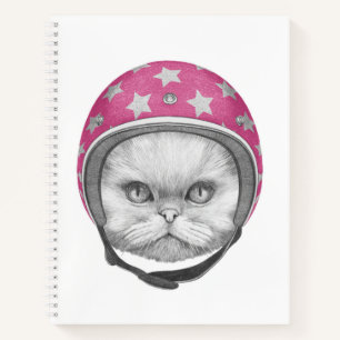 Persian Cat Motorcycle Rider Notebook