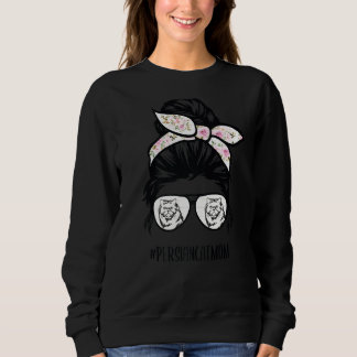 Persian Cat Mum Messy Bun Hair Glasses Sweatshirt
