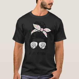 Persian Cat Mum Messy Bun Hair Glasses T-Shirt
