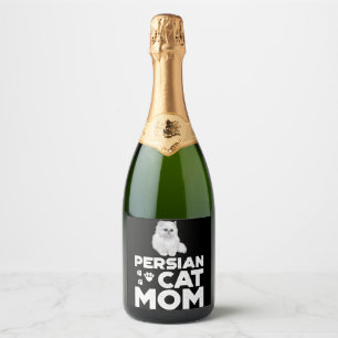 Persian Cat Mum Shirt I Female Cat Owner Persian K Sparkling Wine Label
