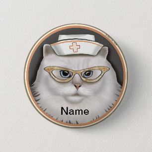 Persian Cat Nurse custom name pin