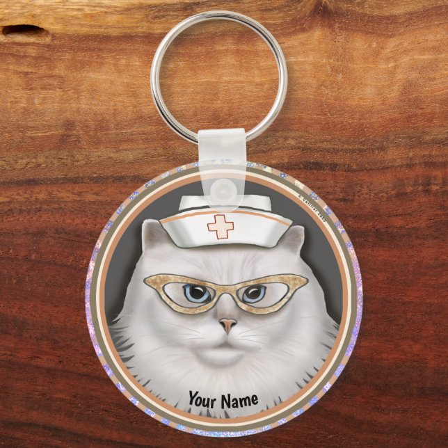 Persian Cat Nurse  keychain (Front)