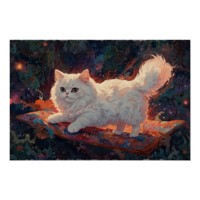Persian Cat on a Flying Carpet Poster (Front)