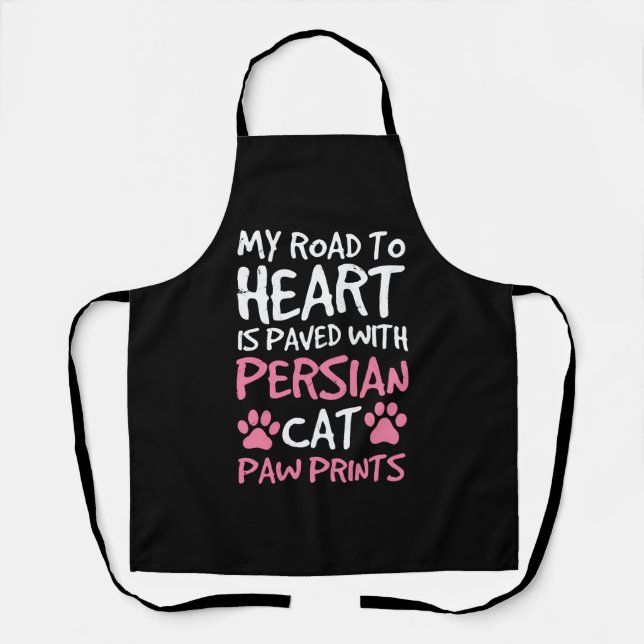 Persian Cat Paw Paws Prints Heart Apron (Front)