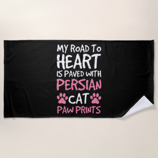 Persian Cat Paw Paws Prints Heart Beach Towel