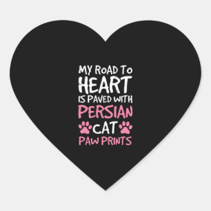Persian Cat Paw Paws Prints Heart Sticker
