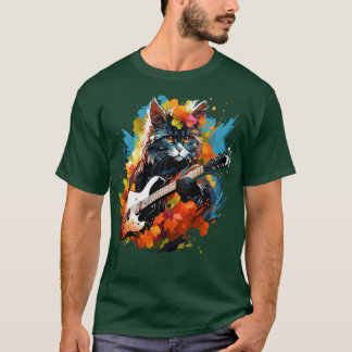 Persian Cat Playing Guitar T-Shirt