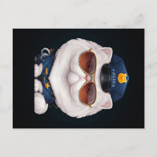 Persian Cat Police Officer  gift for police job Announcement Postcard