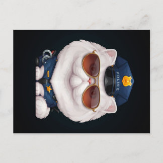 Persian Cat Police Officer| gift for police job Announcement Postcard