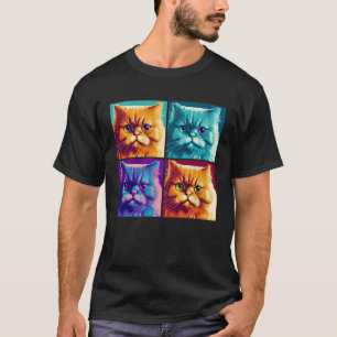 Persian Cat Pop Illustration Colourful Animal Men T-Shirt