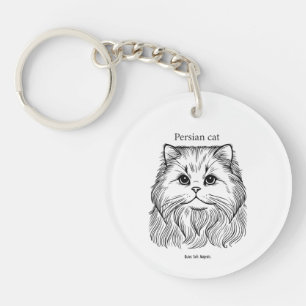 Persian Cat Portrait Key Ring
