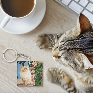 Persian Cat Roses Dryad Key Ring