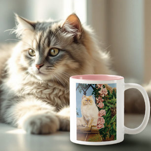 Persian Cat Roses Dryad Two-Tone Coffee Mug