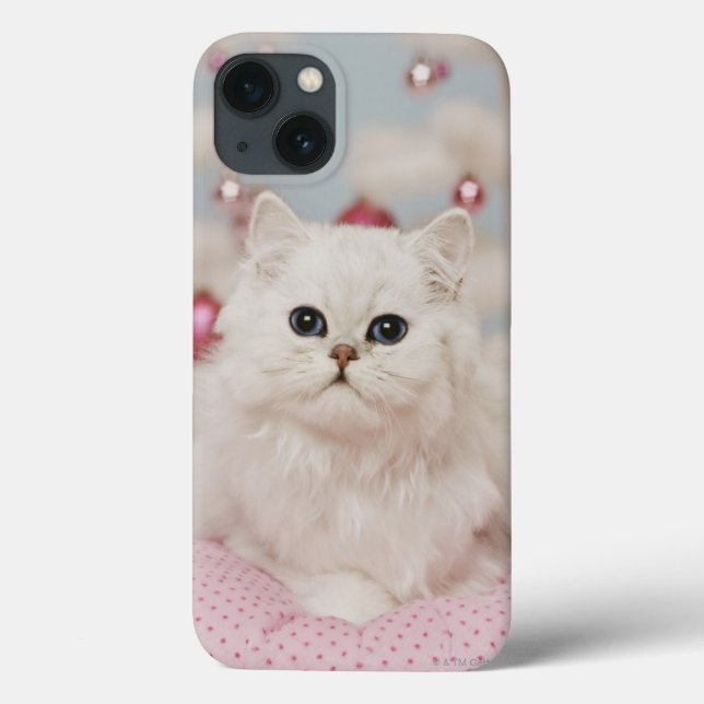 Persian cat sitting on pink pillow Case-Mate iPhone case (Back)