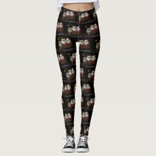 Persian Cat Snowy Sleigh Christmas Decor Leggings