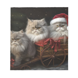 Persian Cat Snowy Sleigh Christmas Decor Notepad