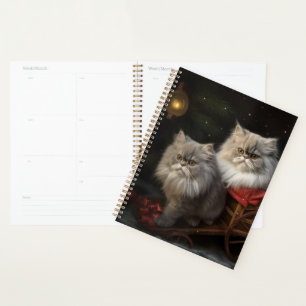 Persian Cat Snowy Sleigh Christmas Decor Planner