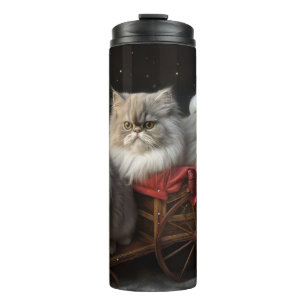 Persian Cat Snowy Sleigh Christmas Decor Thermal Tumbler