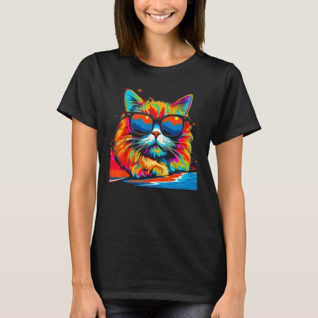 Persian Cat Summer Party T-Shirt (Front)