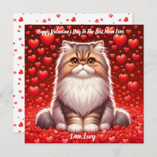 Persian Cat Valentine Purr  Holiday Card