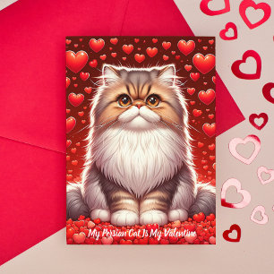 Persian Cat Valentine Purr  Holiday Card