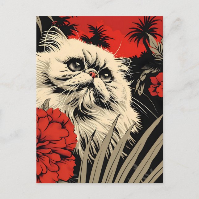 Persian Cat Vintage Art Postcard (Front)