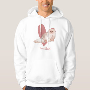 Persian Cat Watercolor Kitty Pink Heart Hoodie