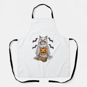 Persian Cat Witch Hat Pumpkins Halloween Costume Apron