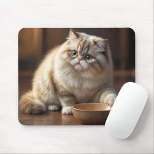 Persian Cat With An Empty Food Bowl Mouse Pad