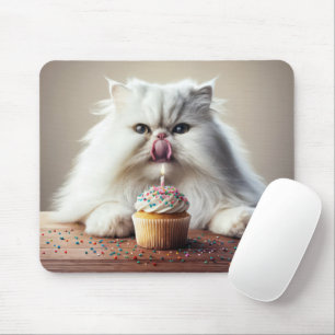 Persian Cat With Birthday Cupcake Mouse Pad