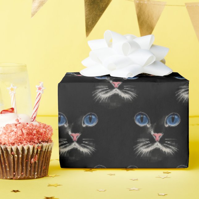 Persian Cat with Blue Eyes Wrapping Paper (Birthday Party)