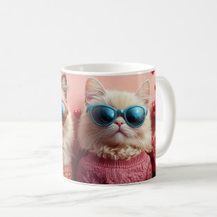 Persian Cat with Heart Roses Valentine's Day Coffee Mug