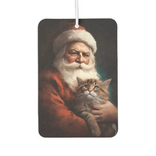 Persian Cat With Santa Claus Festive Christmas  Car Air Freshener