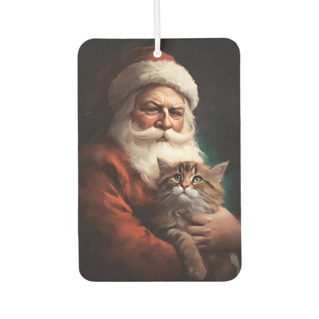 Persian Cat With Santa Claus Festive Christmas  Car Air Freshener (Front)