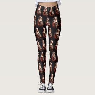 Persian Cat With Santa Claus Festive Christmas  Leggings