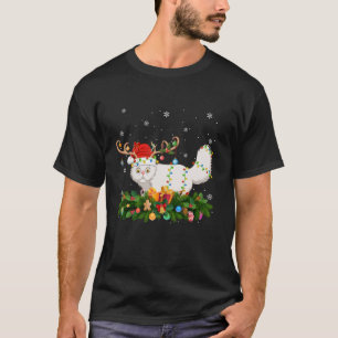 Persian Cat Xmas Lights Reindeer Santa Persian Cat T-Shirt