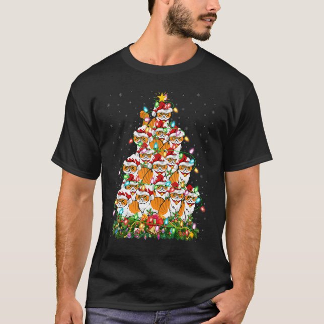 Persian Cat   Xmas Santa Persian Cat Christmas Tre T-Shirt (Front)