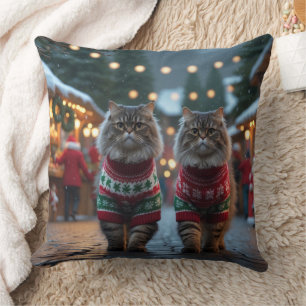 Persian Cats Christmas Snow Holiday Cushion