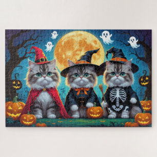Persian Cats Pumpkin Halloween Funny Jigsaw Puzzle