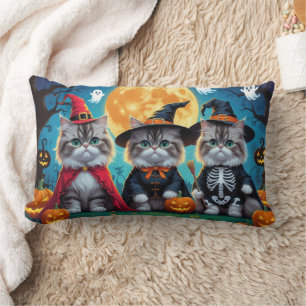 Persian Cats Pumpkin Halloween Funny Lumbar Cushion