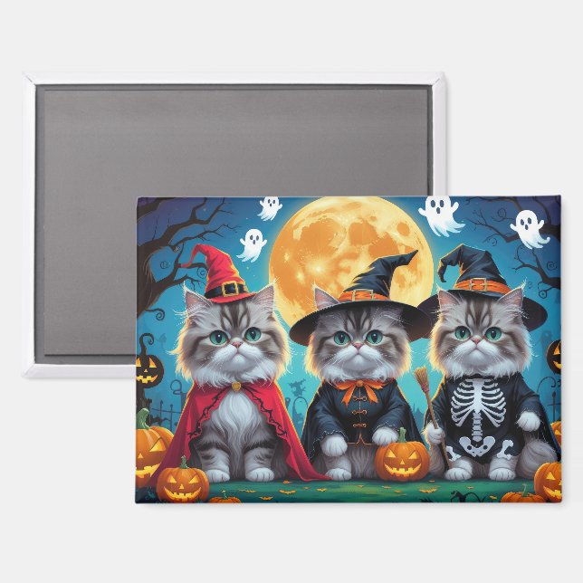 Persian Cats Pumpkin Halloween Funny Magnet (Front/Back)