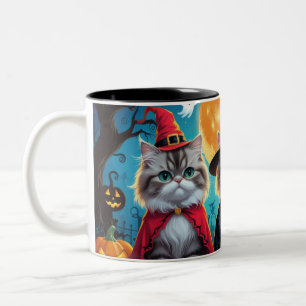 Persian Cats Pumpkin Halloween Funny Two-Tone Coffee Mug