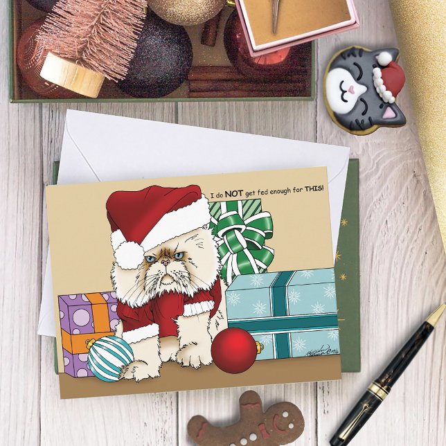 Persian Christmas Cat Holiday Postcard (Creator Uploaded)